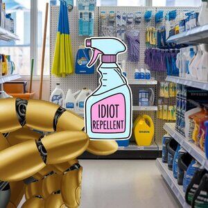 Funny Idiot Repellent Waterproof Vinyl Sticker 3x6.5cm